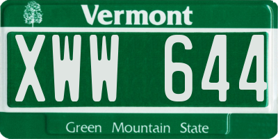 VT license plate XWW644