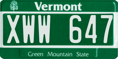 VT license plate XWW647
