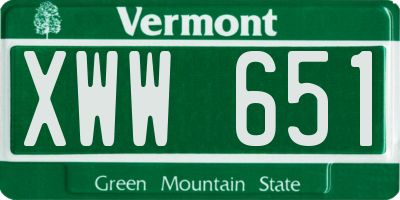 VT license plate XWW651