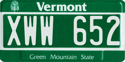 VT license plate XWW652