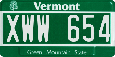 VT license plate XWW654