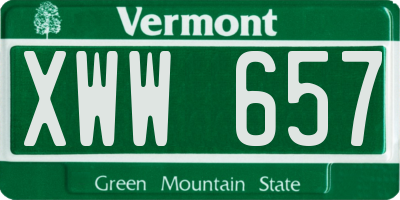 VT license plate XWW657