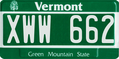 VT license plate XWW662