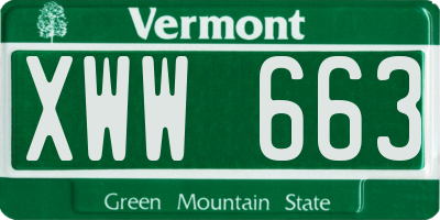 VT license plate XWW663