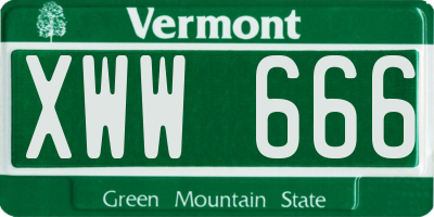 VT license plate XWW666