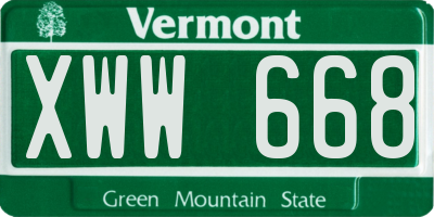 VT license plate XWW668