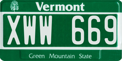 VT license plate XWW669