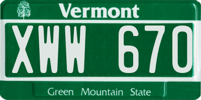 VT license plate XWW670