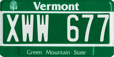 VT license plate XWW677