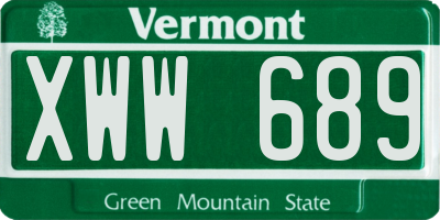 VT license plate XWW689