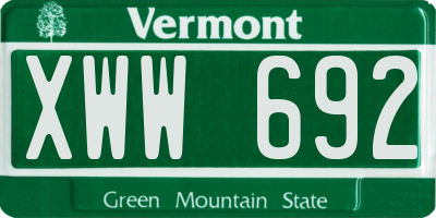 VT license plate XWW692