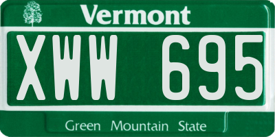 VT license plate XWW695