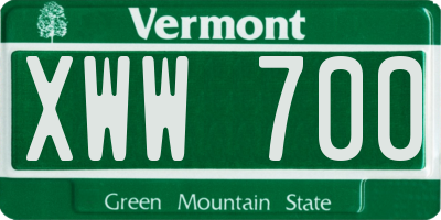 VT license plate XWW700