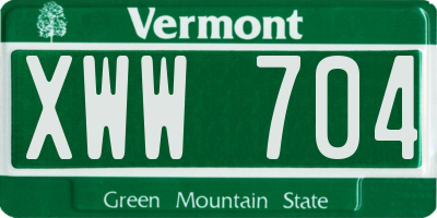 VT license plate XWW704