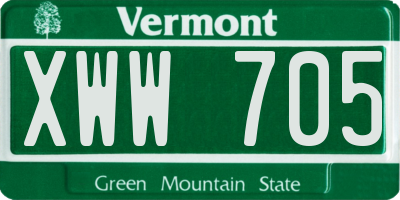 VT license plate XWW705
