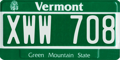 VT license plate XWW708