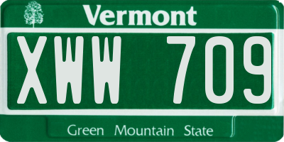 VT license plate XWW709