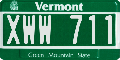 VT license plate XWW711