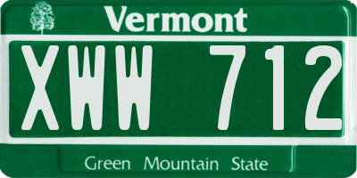 VT license plate XWW712