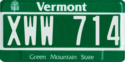 VT license plate XWW714
