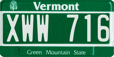 VT license plate XWW716