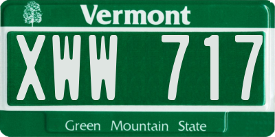VT license plate XWW717