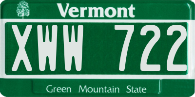 VT license plate XWW722