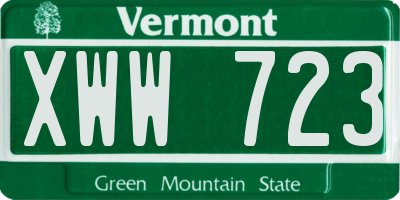 VT license plate XWW723