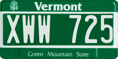VT license plate XWW725