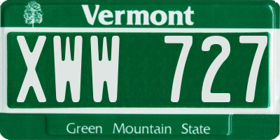 VT license plate XWW727
