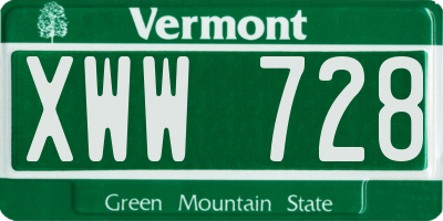 VT license plate XWW728