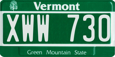 VT license plate XWW730