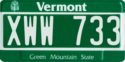 VT license plate XWW733
