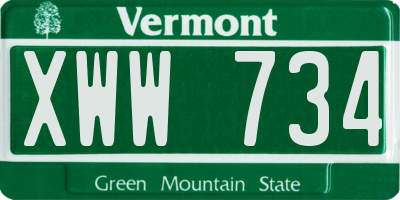 VT license plate XWW734