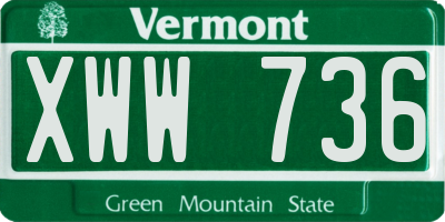 VT license plate XWW736