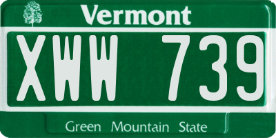 VT license plate XWW739