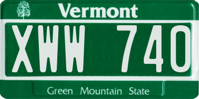 VT license plate XWW740