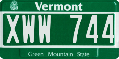 VT license plate XWW744