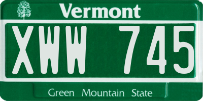 VT license plate XWW745