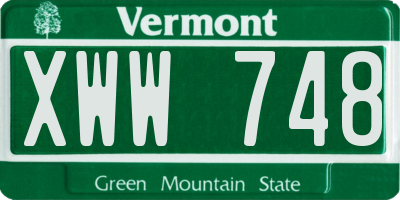 VT license plate XWW748
