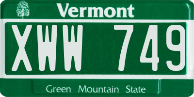 VT license plate XWW749