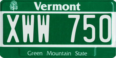 VT license plate XWW750