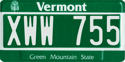 VT license plate XWW755
