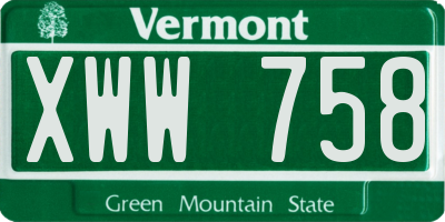 VT license plate XWW758