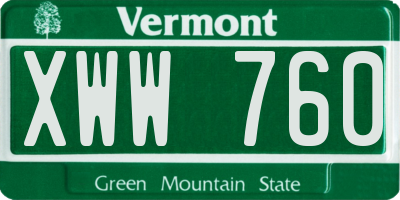 VT license plate XWW760