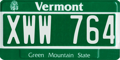 VT license plate XWW764