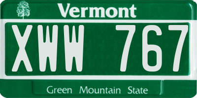 VT license plate XWW767