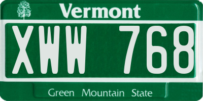 VT license plate XWW768