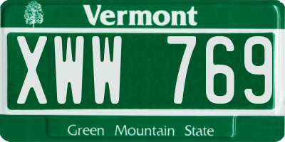 VT license plate XWW769