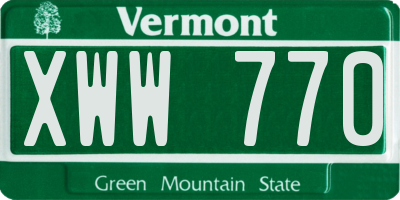 VT license plate XWW770